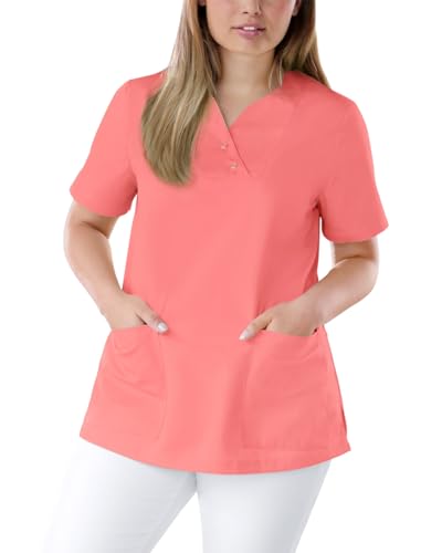 CLINIC DRESS Schlupfkasack Damen-Kasack mit extra Mehrweite im Hüftbereich Curvy Schnitt 2 Seitentaschen Seitenschlitze 95 Grad Wäsche pfirsichrosa 50 im Sale