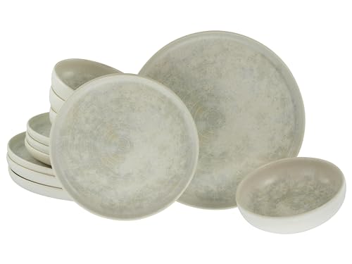 CreaTable, 23714, Uno Athena series, 12-piece tableware set for 4 people, stoneware plate set, dishwasher and microwave safe, Made in Portugal on sale