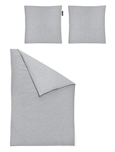 Irisette Essential Mako-Satin Bettwäsche Carla Silber, 1 Bettbezug 135 x 200 cm + 1 Kissenbezug 80 x 80 cm im Sale
