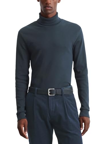 Marc OߴPolo Herren Langarmshirt aus Bio-Baumwolle mit Rollkragen, Blau (Moon Stone), im Sale