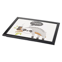 Thumbnail for Invero Deluxe Cuppa Time printed lap tray with wooden frame and cushioned base, ideal for breakfast in bed or dinner, 44 x 34 cm