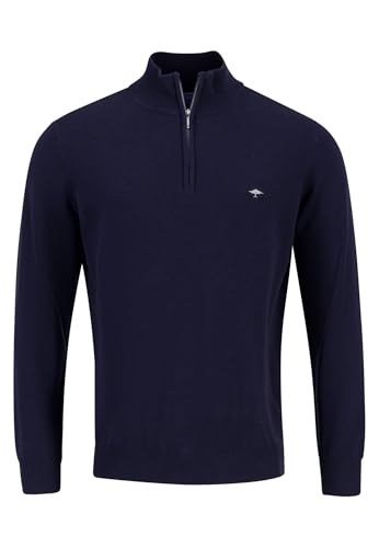 FYNCH-HATTON Modern pure cotton zip-up sweater Navy/ on sale
