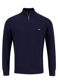 Thumbnail for FYNCH-HATTON Modern pure cotton zip-up sweater Navy/ on sale