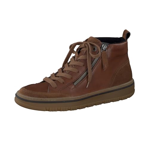 Paul Green women's high-top sneakers with relaxed width and removable footbed, women's high-top sneakers, running shoes, lace-up shoes, mid-cut, brown (cognac/toffee), 40 on sale