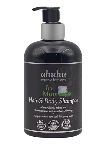 ahuhu organic hair care Ice Mint Hair &amp; Body Shampoo 500ml I with organic mint water, niacinamide and thermal water on sale