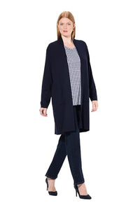 Thumbnail for Ulla Popken Damen Strickjacke, Lange, Offene Form, Weicher Feinstrick, Dunkles Marine, 50-52 EU im Sale