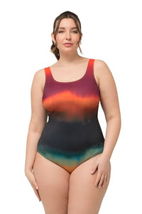 Thumbnail for Ulla Popken Women's Alice, Softline, Fire Batik Swimsuit, Black, 54-56 on Sale