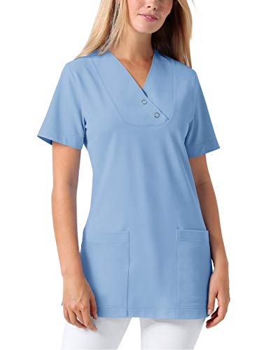 CLINIC DRESS Longshirt Damen V-Ausschnitt 60% Baumwolle himmelblau im Sale