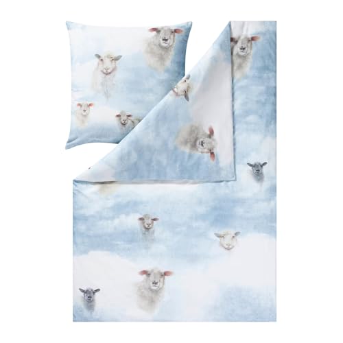 ESTELLA Kuschelflanell Bettwäsche Wilson bleu 1 Bettbezug 135 x 200 cm + 1 Kissenbezug 80 x 80 cm im Sale