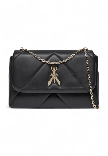 PATRIZIA PEPE Black shoulder bag for women with Fly logo, Black, One size on sale