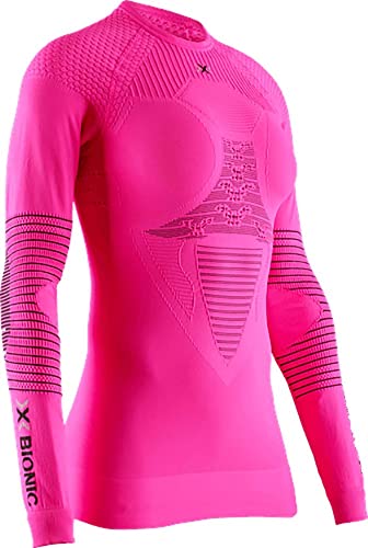 X-Bionic Damen Energizer 4.0 Shirt Round Neck Long Sleeves, neon Flamingo/Anthra, im Sale