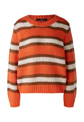 Oui Damen Pullover mit Wolle und Mohair lässig geschnitten Gestreift Freizeit Rundhals Blende Mischgewebe im Sale