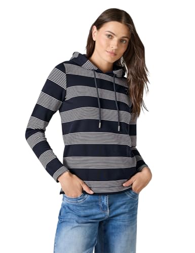Cecil Damen Gestreiftes Kapuzenshirt im Sale