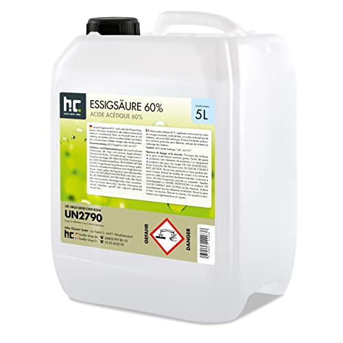 Höfer Chemie 5 Essigsäure 60% - optimaler Reiniger und Entkalker - Premium Qualität Made in Germany - frisch abgefüllt im handlichen Kanister im Sale
