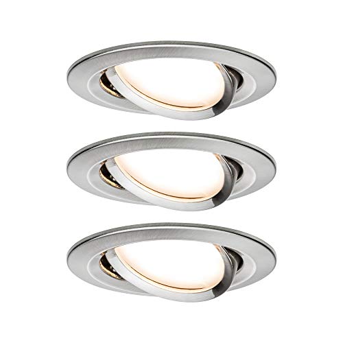 Paulmann 92959 Nova Plus LED Einbauleuchte Smart Home Zigbee Set rund schwenkbar 3x6W dimmbar Einbaustrahler Eisen gebürstet Spot Alu Zink 2700K im Sale
