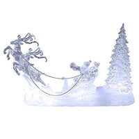 Thumbnail for formano decorative reindeer with Santa and fir tree made of acrylic, with LED light, 28 cm, 1 piece, white