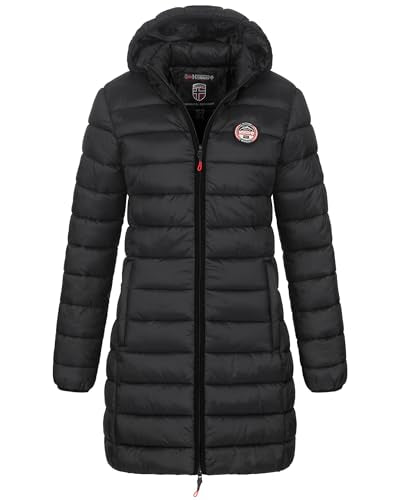 Geographical Norway Winter Jacket Quilted Jacket Parka Long Hooded Jacket Quilted Coat Outdoor Lightweight, Color: Old Pink, on Sale