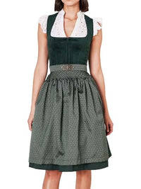 Thumbnail for Krüger Dirndl Alisha, 60 cm knee-length | Elegant velvet dirndl with patterned dirndl apron | Women's Sale