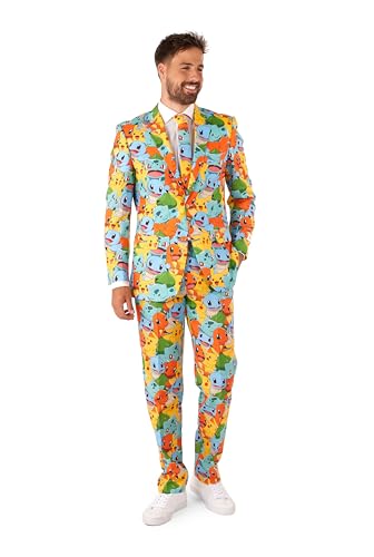 OppoSuits Anzug für Herren - Pokémon™ Nintendo Switch Spielkostüm - schmale Passform - Mehrfarbig - Inklusive Blazer, Hose und Krawatte im Sale