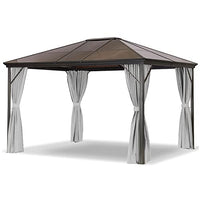 Thumbnail for LECO  Alu Garten Profi Pavillon 3x3,65cm Set mit verschließbaren Seitenteilen grau Gartenpavillon wasserdichtes Hardtop-Dach Polycarbonat Doppelstegplatten festes Dach im Sale