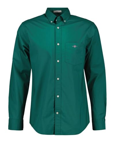 GANT Herren REG POPLIN Shirt Hemd, DEEP Forest Green, im Sale