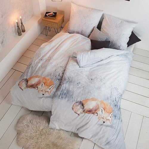 ESTELLA Kuschel Flanell Bettwäsche Set Flausch Bettgarnitur | 100% Baumwolle | 135x200 cm + 80x80 cm | Design 01 im Sale