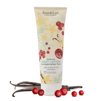 Thumbnail for Jean & Len Body Lotion Cranberry & Vanilla, light texture, absorbs quickly, suitable for all skin types, pH-balanced formula, skin cream, paraben & silicone-free, vegan, 250 ml