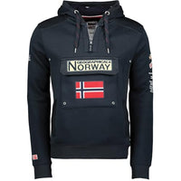 Thumbnail for Geographical Norway GYMCLASS Men - Kangaroo pocket hoodie for men - Sweatshirt with brand logo and long sleeves (navy blue, ), blue, on sale