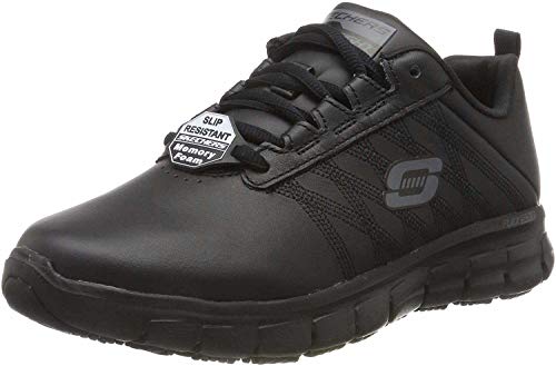 Skechers Women's Sure Track Erath Slip On Sneaker, Black Leather, 39 EU on sale