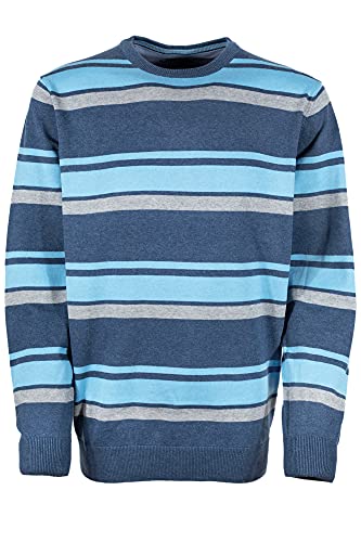 Kitaro Pullover Pulli Feinstrick Knit Herren Rundhals Baumwolle, Farbe:blau, Herrengrößen:5 im Sale