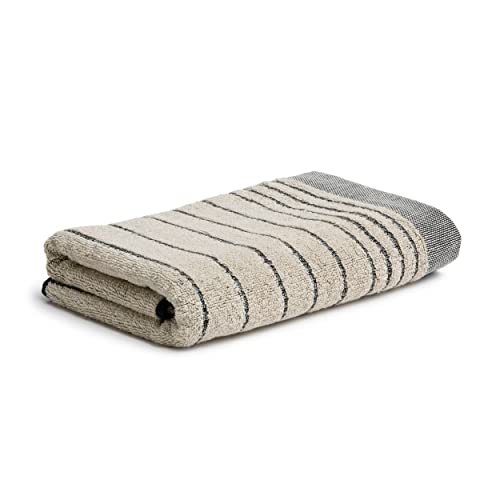 möve Eden Handtuch Querstreifen mit Schlauchsaum 50 x 100 cm aus 80 % Baumwolle / 20 % Leinen, nature / black im Sale