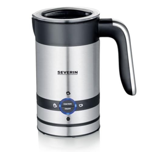 SEVERIN Milk Frother, electric, with non-stick coating, milk frother for cold and warm frothing, brushed stainless steel/matte black, 200 ml, SM 3584 on sale