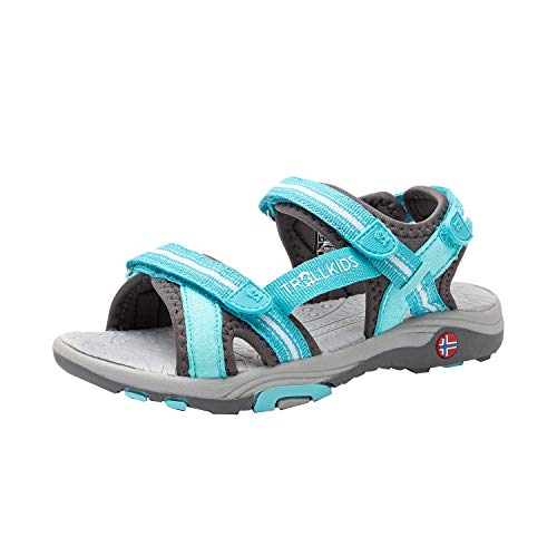 Trollkids Girls' Preikestolen Sandal, Mint/Grey, on Sale