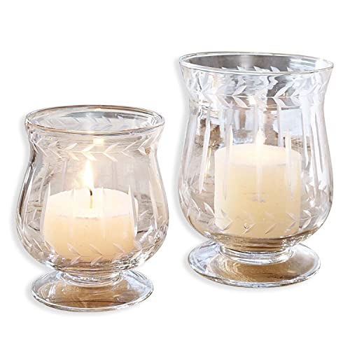 Loberon Windlicht 2er Set Moon | Deko Windlichter Aus Klarem Glas | Mundgeblasen | Deko Mit Zierschliff | 2 Windlichter In Unterschiedlichen im Sale
