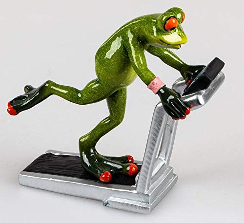 Formano Deko-Figur Frosch hellgrün auf Laufband ca.16x15cm aus Kunststein mit glänzender, handbemalter Oberfläche im Sale