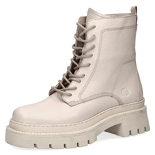CAPRICE Damen Stiefeletten zum Schnüren Memotion aus Leder Plateau Weite G, Beige (Beige Nappa), 39 EU im Sale