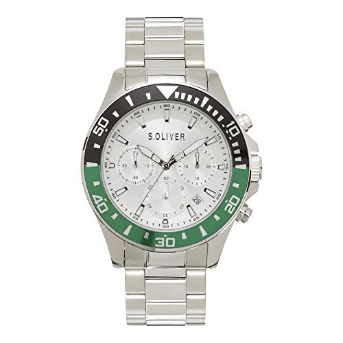 s.Oliver Herren Analog Quarz Uhr mit Edelstahl Armband SO-4239-MC im Sale