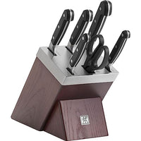 Thumbnail for ZWILLING Pro self-sharpening knife block, 7-piece, ash, knives and scissors made of special stainless steel, 3-rivet design, brown on sale