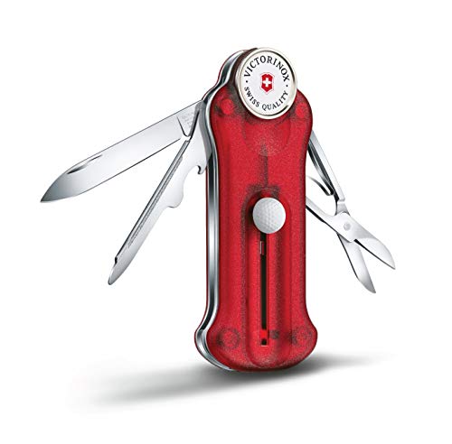 Victorinox Golf Tool, Swiss Made Pocket Multi Tool, 10 Functions, Ballmarker, Repair Tool, Red Transparent im Sale