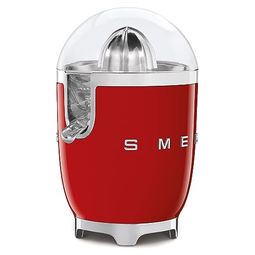SMEG, Elektrische Zitruspresse CJF11CREU, tropfsicherer Auslauf und Universalkegel, rutschfeste Stellfüße, Filtersieb und Presskegel aus Edelstahl, 70 W, Creme im Sale