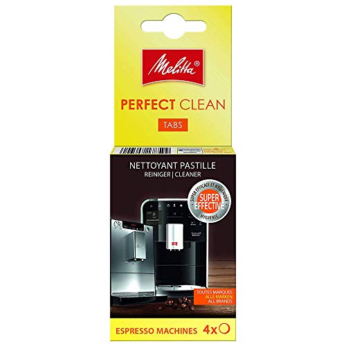 Melitta 178599 Perfect Clean Reinigungstabs für Kaffeevollautomaten und Espressomaschinen | 4 Tabs | gründlich und schonend, Silbern im Sale