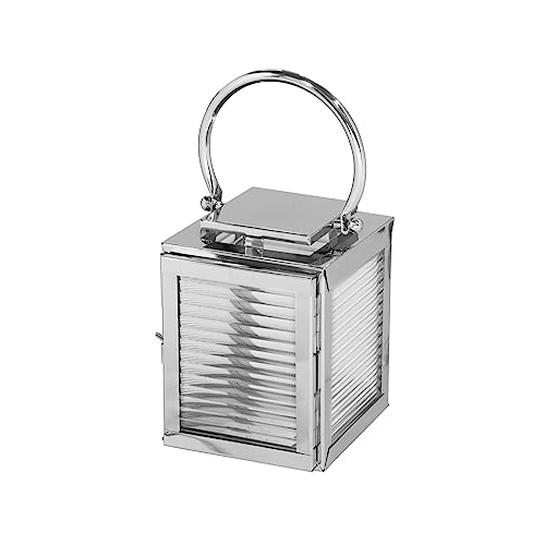 Fink Malaga Laterne aus Edelstahl und Glas in der Farbe Silber, Maße: 18cm x 18cm x 23cm, 147039 im Sale