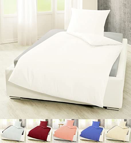 Bierbaum Mako Satin Bettwäsche 135x200cm 2 TLG. Einfarbig Uni Offwhite, Beige, Bordeaux, Hellgrau, Lachs, Farbe:Offwhite im Sale