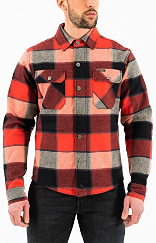 Rokker Boulder Rider motorcycle shirt (Red/Black/White, M) on sale