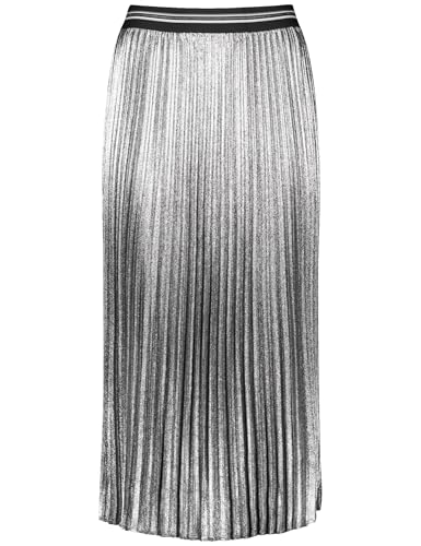 Gerry Weber Damen Plisseerock mit Glanzfinish unifarben kniebedeckend Gun Metal metallic 44 im Sale