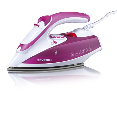SEVERIN steam iron with ceramic-coated soleplate and non-stick effect, 2400W, 70g/min steam boost, 30g/min variable steam output, ideal for steam and dry ironing, white/violet, BA 3243 on sale