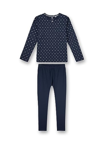 Sanetta Mädchen-Schlafanzug Dunkelblau Dots-Allover | Hochwertiger und bequemer Schlafanzug aus Baumwolle für Mädchen. Pyjamaset für Mädchen 140 im Sale