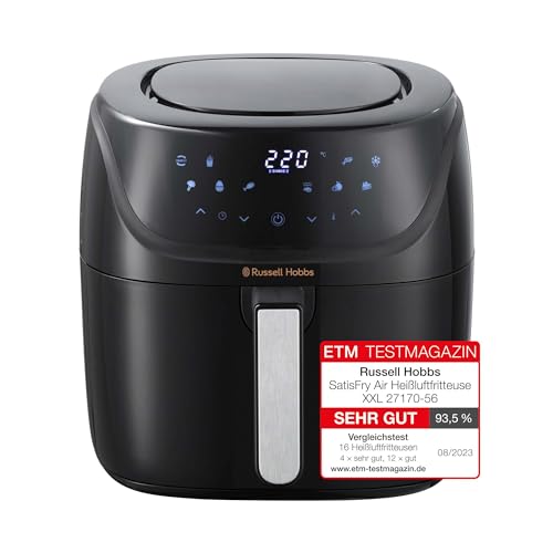 Russell Hobbs Heißluftfritteuse  8L Rapid AirFryer [kompaktes Gehäuse,7 Kochfunktionen,10 Programme] SatisFry (spülmaschinenfest, max 220°C, Fritteuse ohne Öl, Grillen, Backen, Braten) 27170-56 im Sale