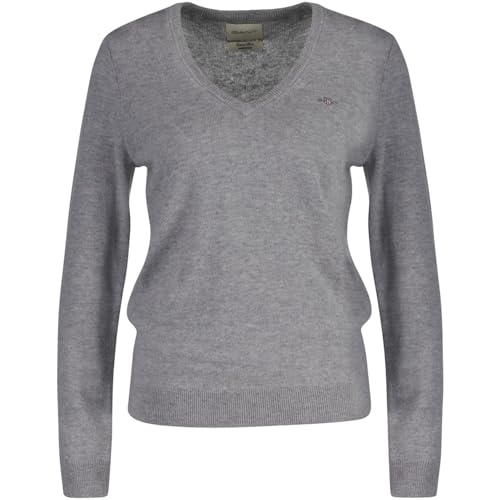 GANT Damen Extrafine Lambswool V-Neck Pullover, Evening Blue, im Sale