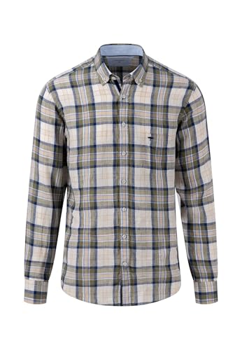 FYNCH-HATTON Modernes Button-Down-Hemd mit Karomuster Dusty Olive/ im Sale